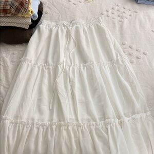 Women’s White Tiered Maxi Skirt